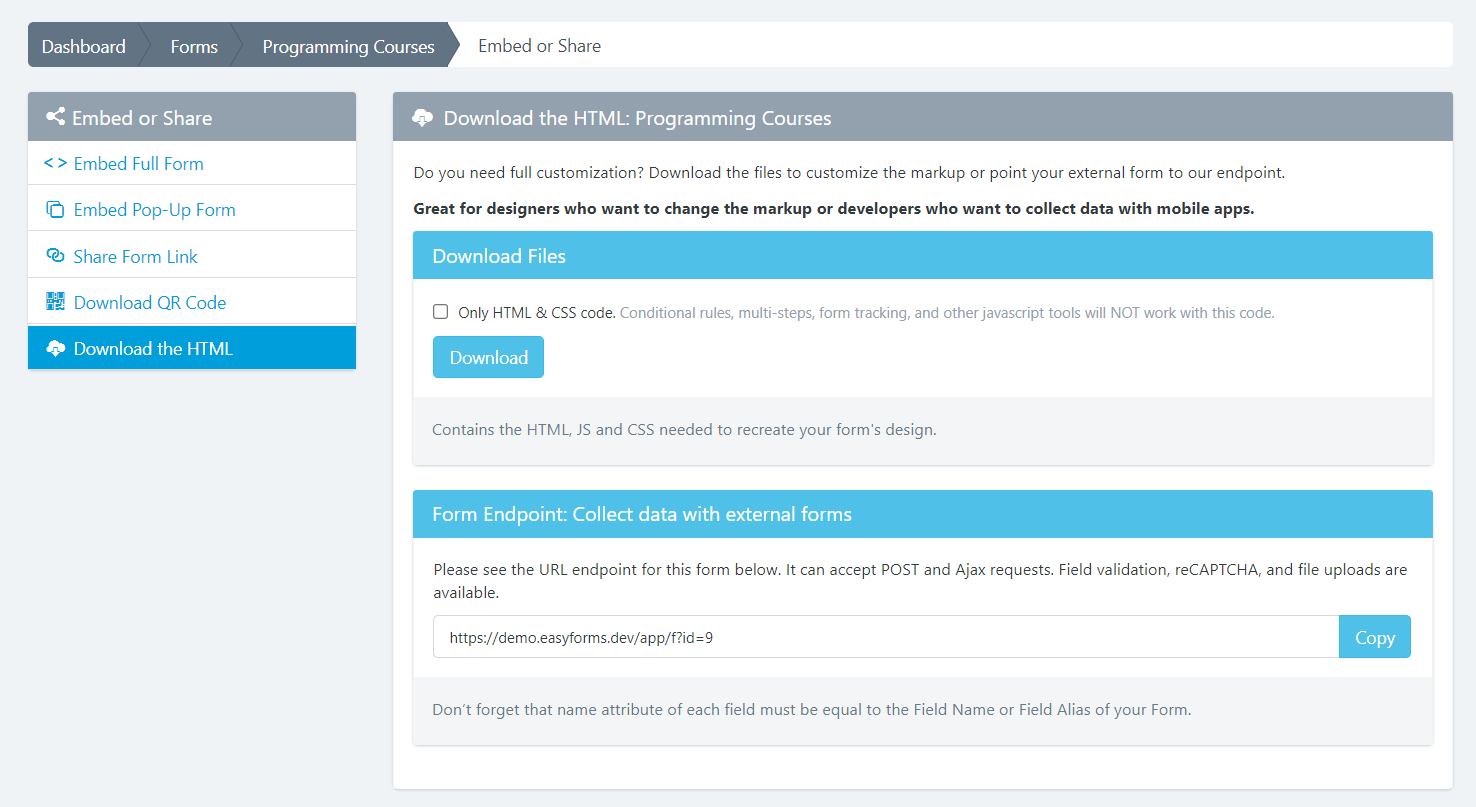 TicTag - Download Html Code - Checklist Endpoint