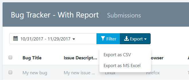 Submission Management - Exporting Submissions