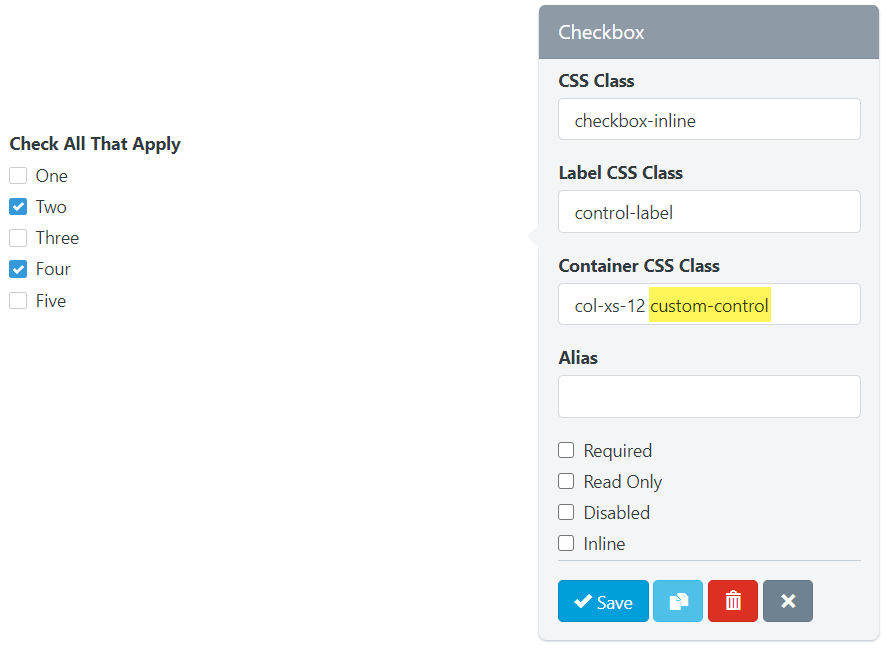  Checklists - Checklist - Builder - Checkbox - Custom Control